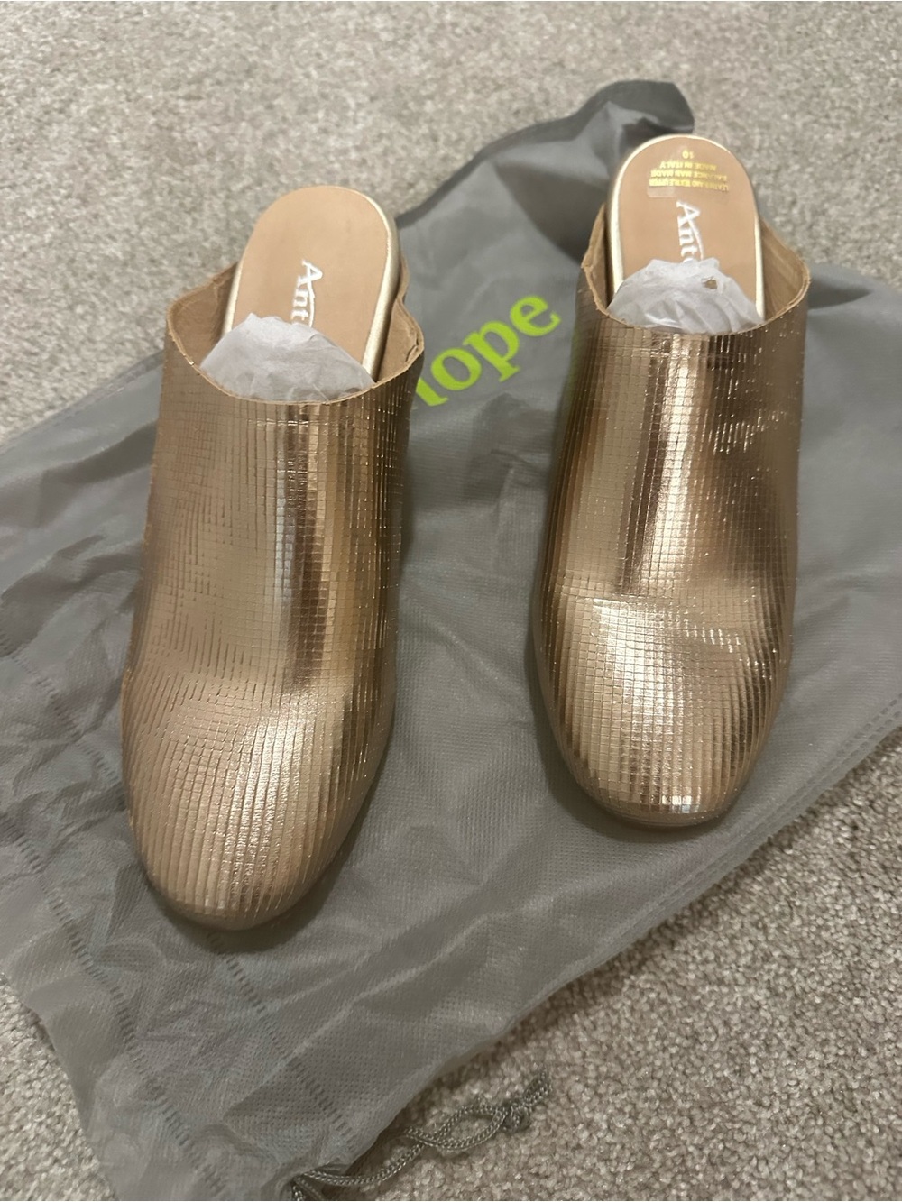 Antelope Metallic Gold Slip-On Mule Clogs